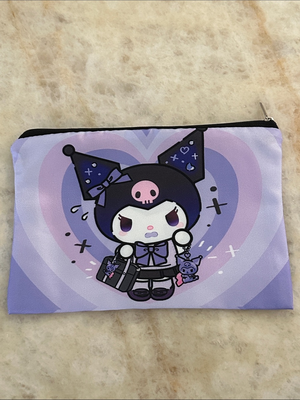 Sanrio Kuromi Lavender and Black Character Cosmetic Pouch